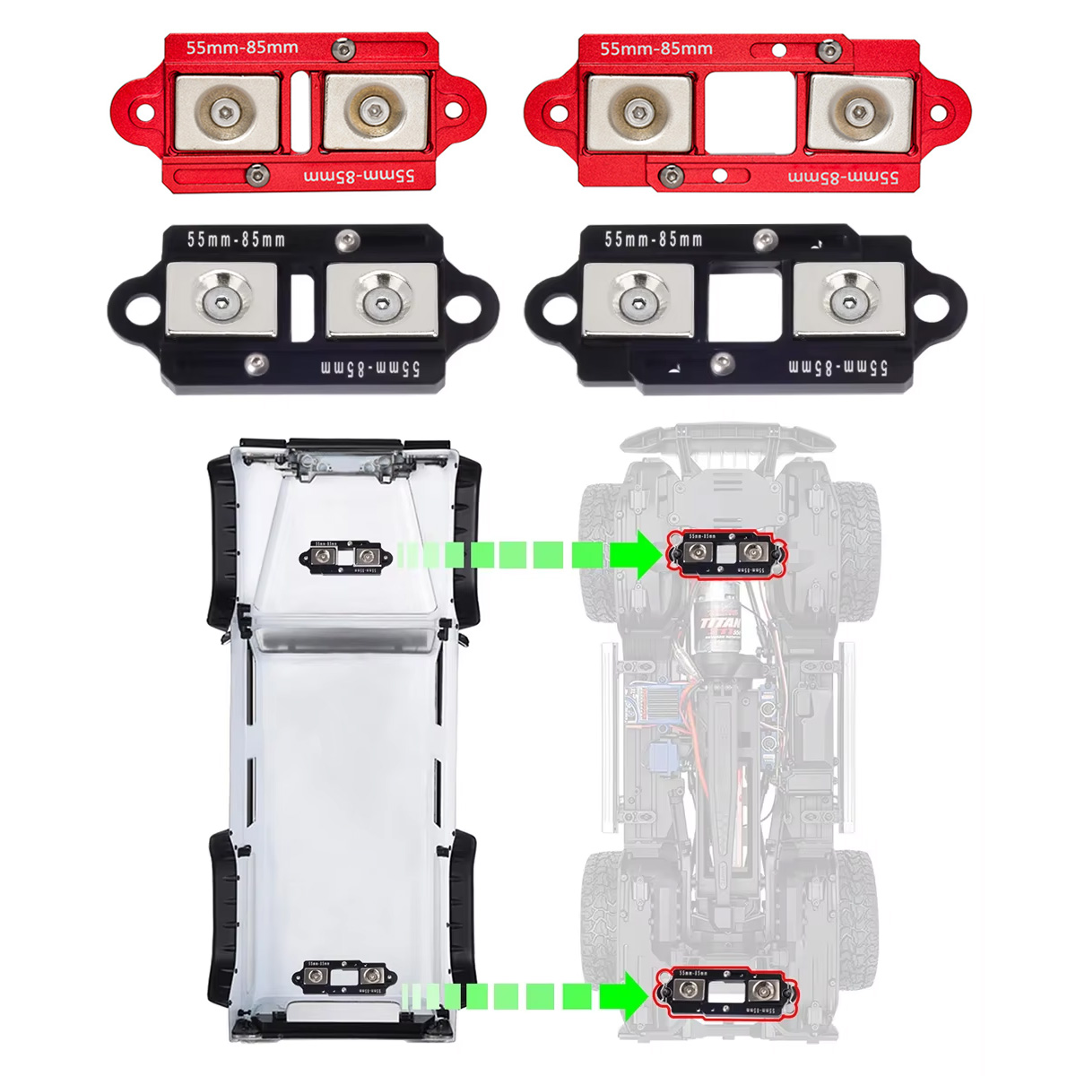 Rc Car Body Shell - 4PCS 55-85mm 조정 가능한 자석 바디