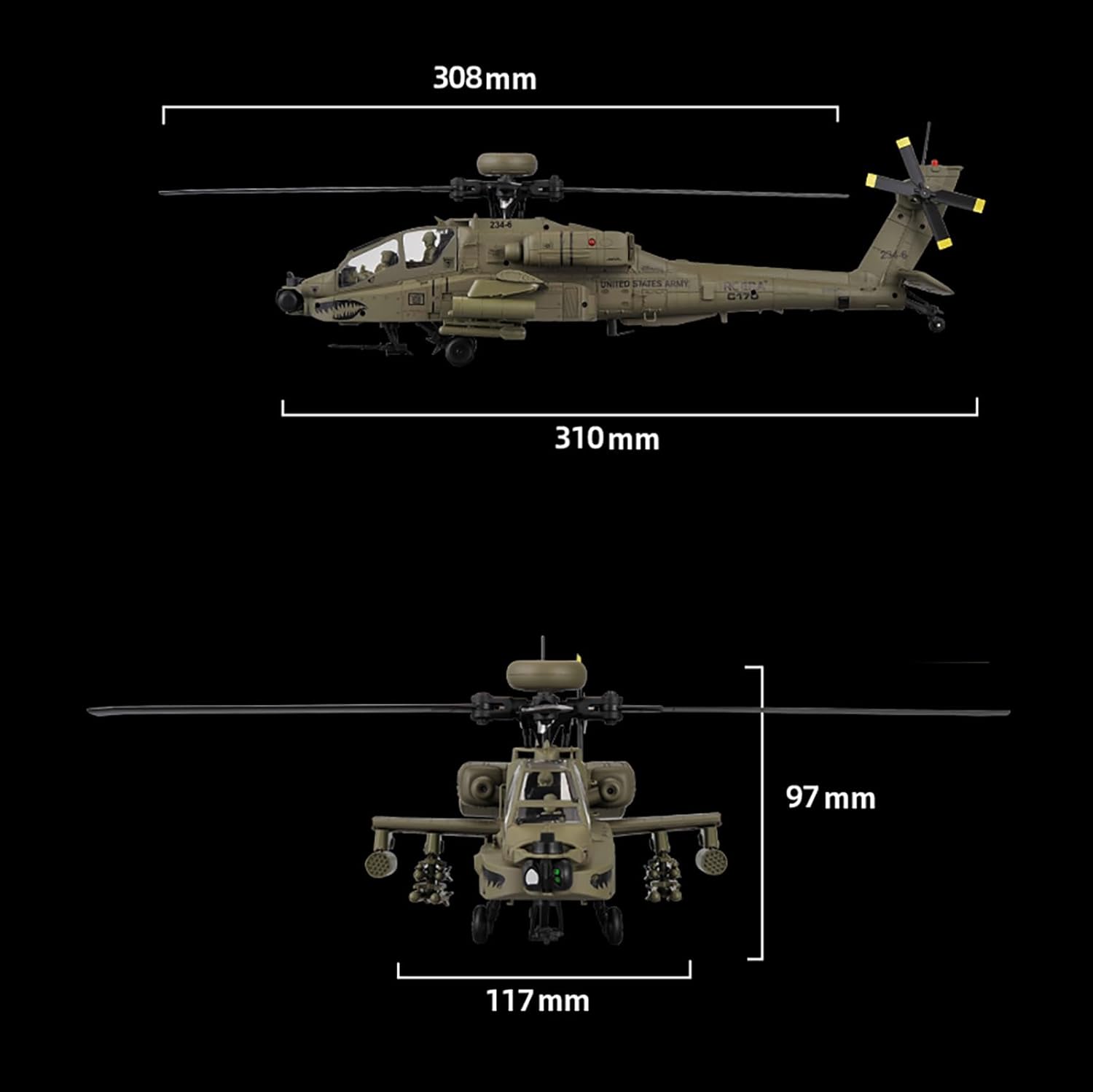 310MM 6CH C170 AH-64D 원격 조종 헬리 - Drone Shahed Rc 리뷰 및 가격