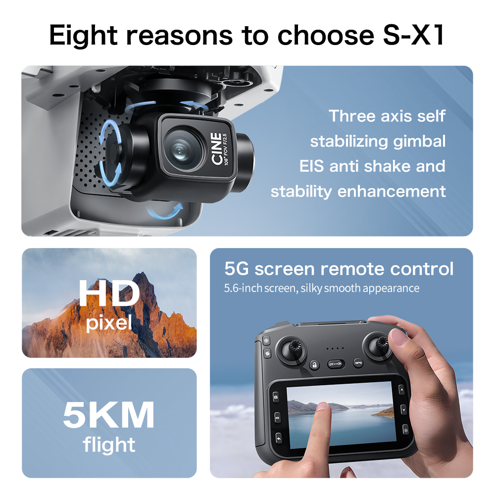 오리지널 S-X1 드론 8K HD 전문가용 WIFI 5 - Drone X1 Rc 리뷰 및 가격